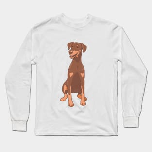 Natural Ear Red Doberman Long Sleeve T-Shirt